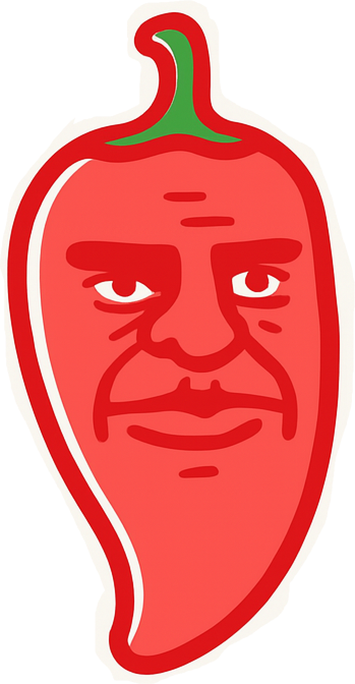 Red chili pepper with face